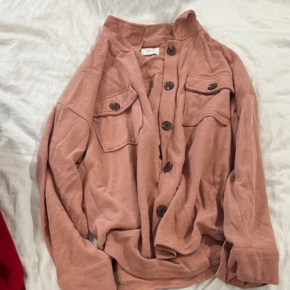 Hippie Rose Button Down Shirt in Dusty Pink
